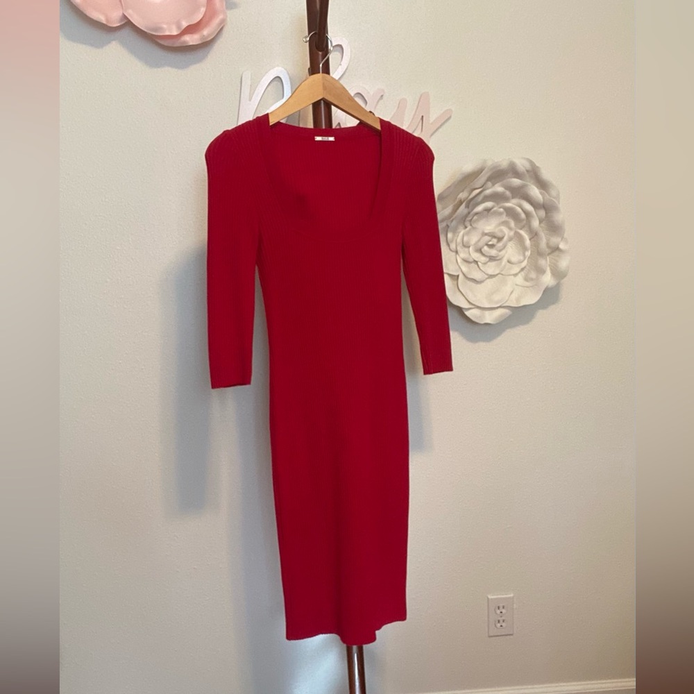Wolford ribbed red dress in wool and cotton. Seldom worn.